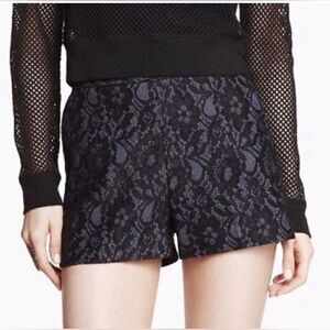 Express Denim Black Lace Overlay High Waist Shorts. 10